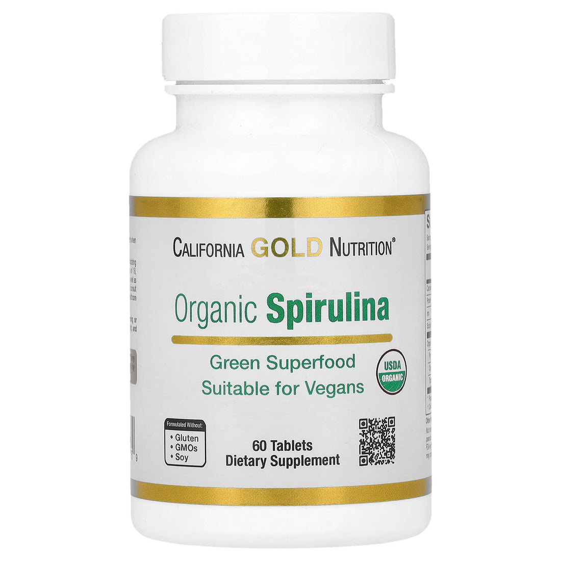 California Gold Nutrition Organic Spirulina USDA Organic 500 mg 60 Tablets