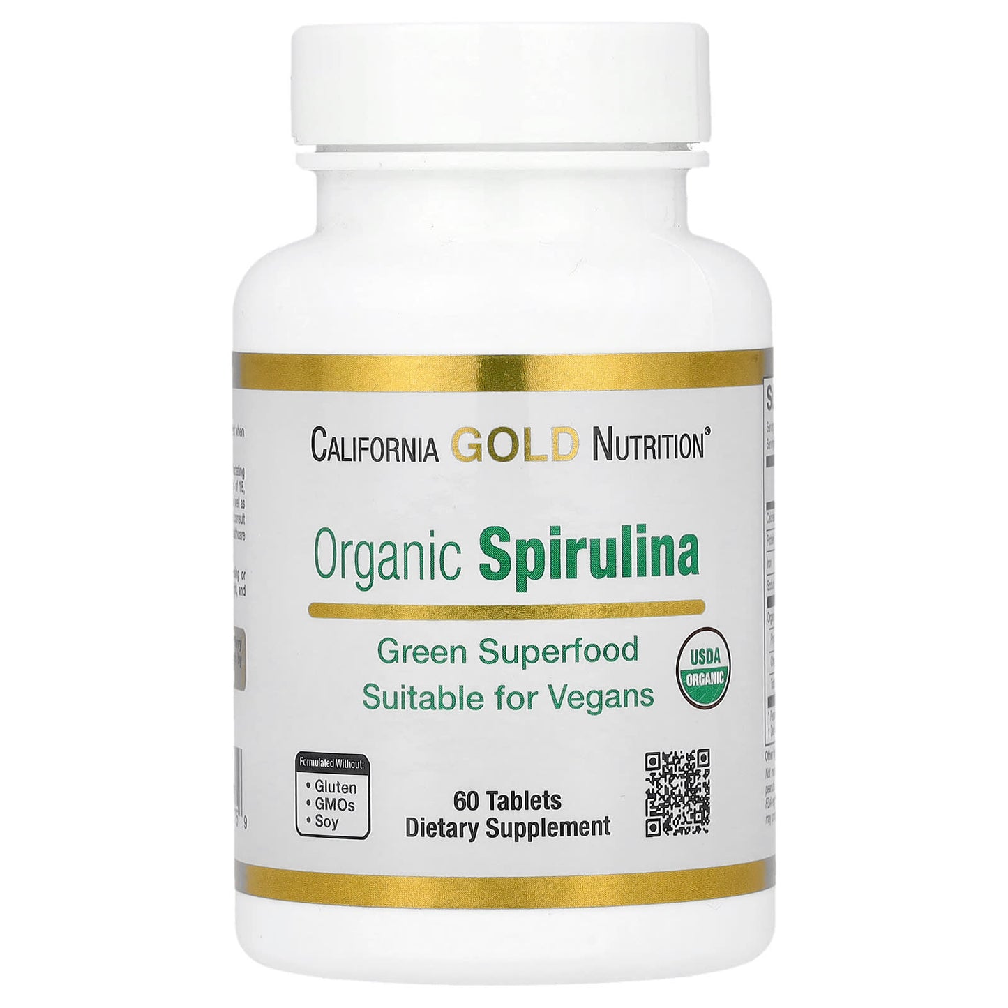 California Gold Nutrition Organic Spirulina USDA Organic 500 mg 60 Tablets