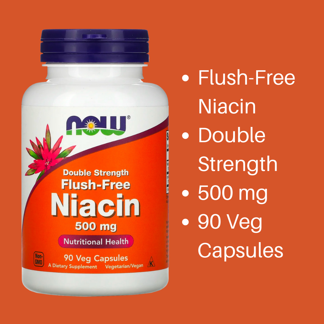 NOW Foods Niacin / Flush-Free / Double Strength 250 500 mg Veg Capsules Vitamin B-3 / B3