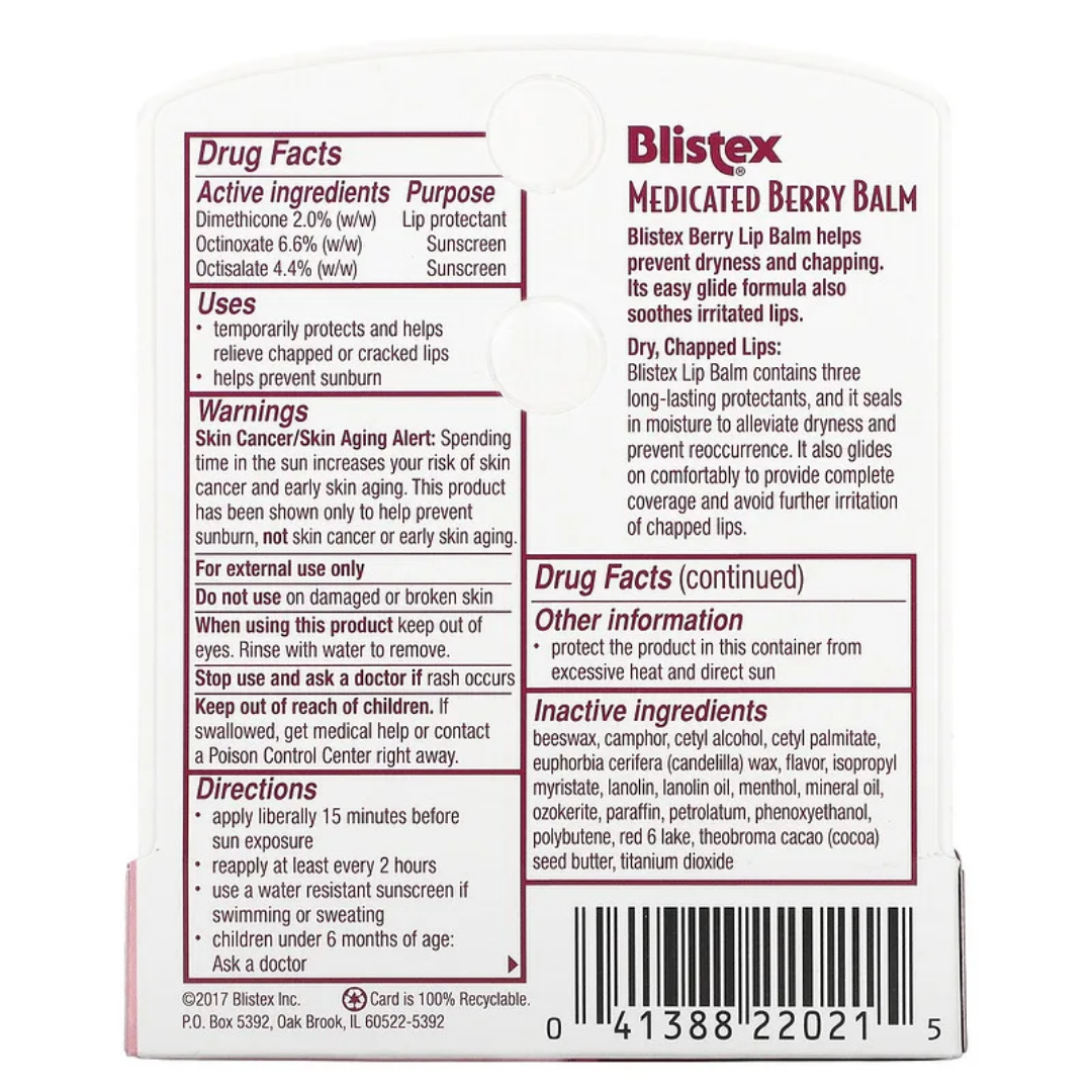 Blistex SPF 15 Medicated Lip Protectant / Sunscreen Berry / Original 0.15 oz (4.25 g)
