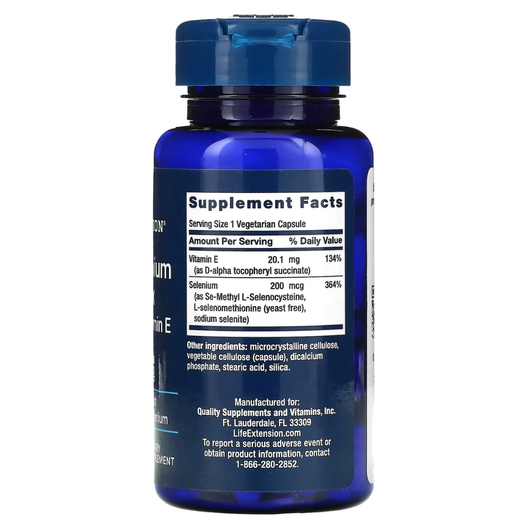 Life Extension Super Selenium Complex & Vitamin E 200 mcg 100 Vegetarian Capsules