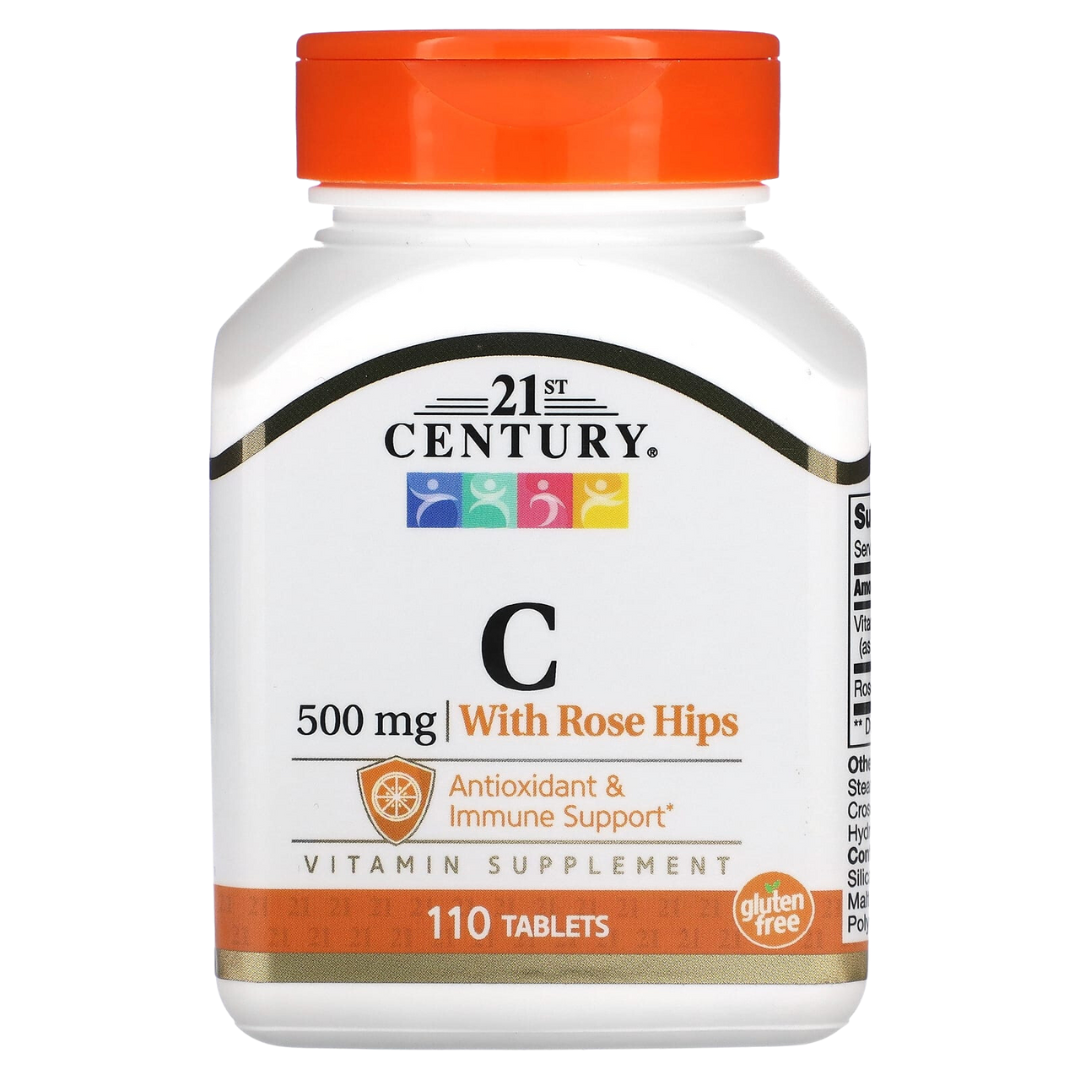 21st Century Vitamin C 250mg 500mg 1000mg 60–110 Tablets Immune Antioxidant Support with Rose Hips