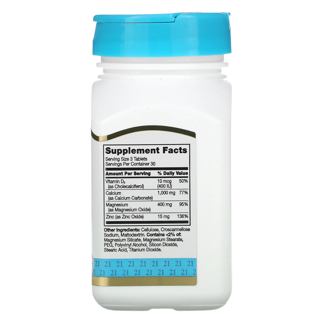 21st Century Zinc Magnesium Calcium D3 B6 C Citrate Chewable Cherry 50mg 250mg 90 60 110 Tablets