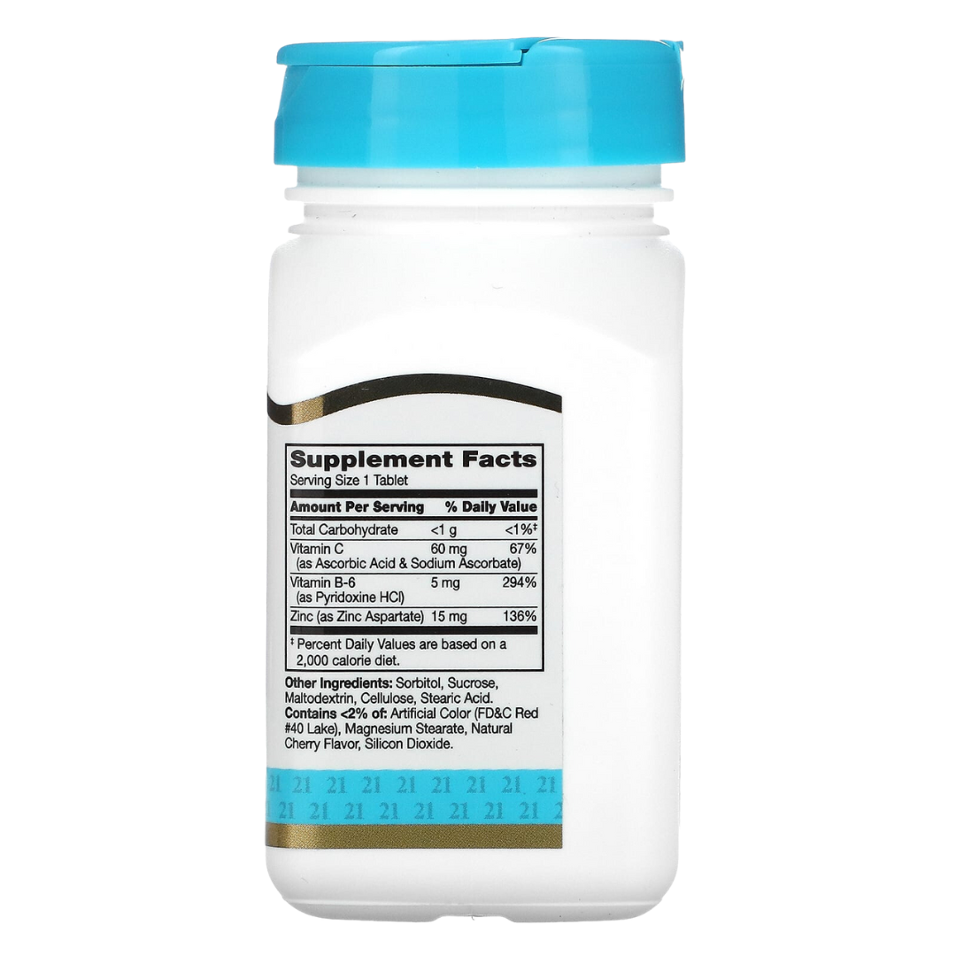 21st Century Zinc Magnesium Calcium D3 B6 C Citrate Chewable Cherry 50mg 250mg 90 60 110 Tablets