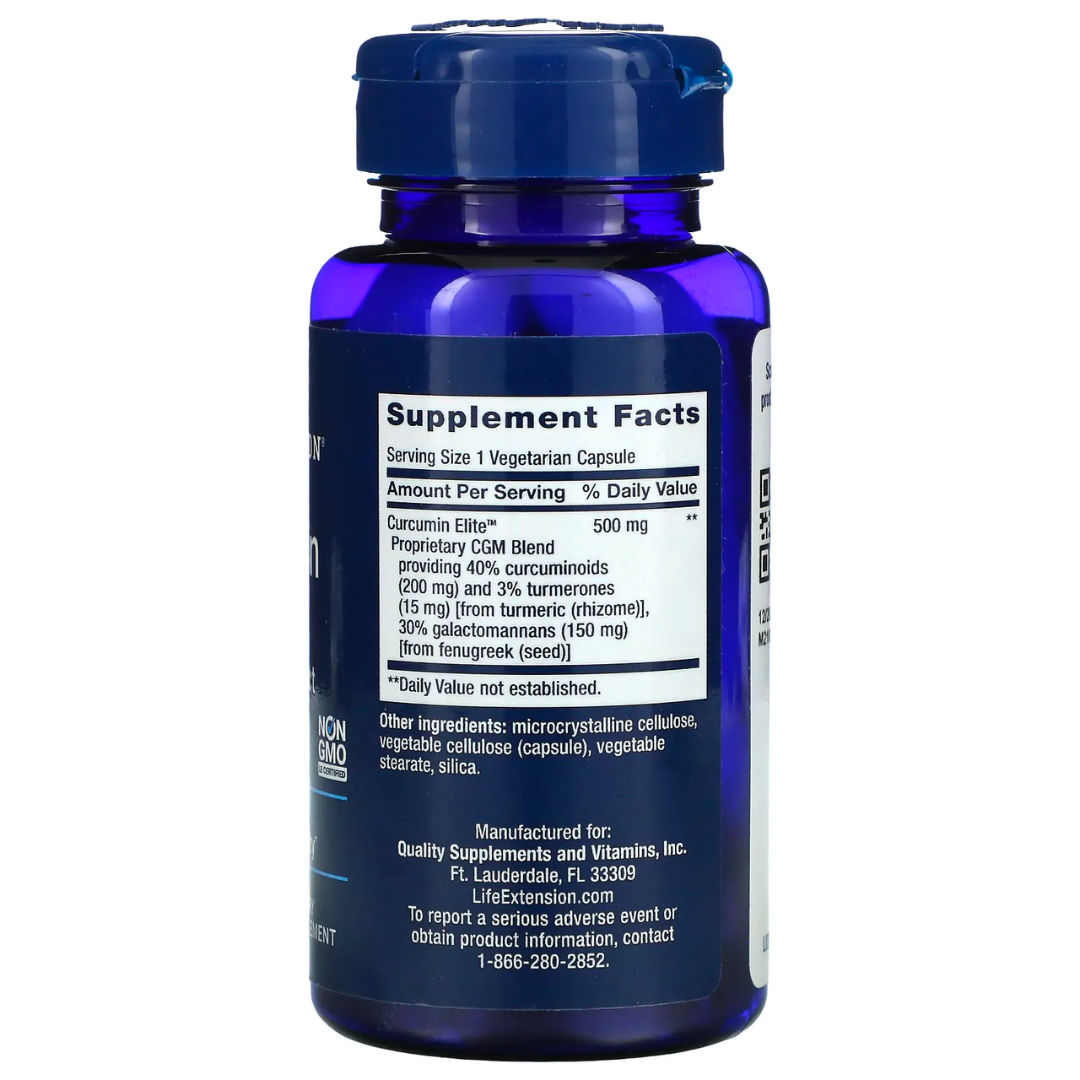 Life Extension Curcumin Elite Turmeric Extract 30 / 60 Vegetarian Capsules