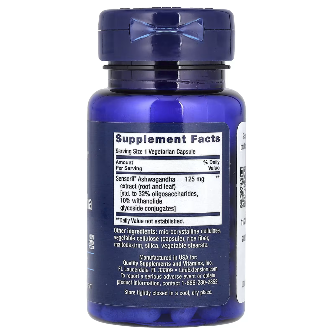 Life Extension Optimized Ashwagandha 125 mg 60 Vegetarian Capsules
