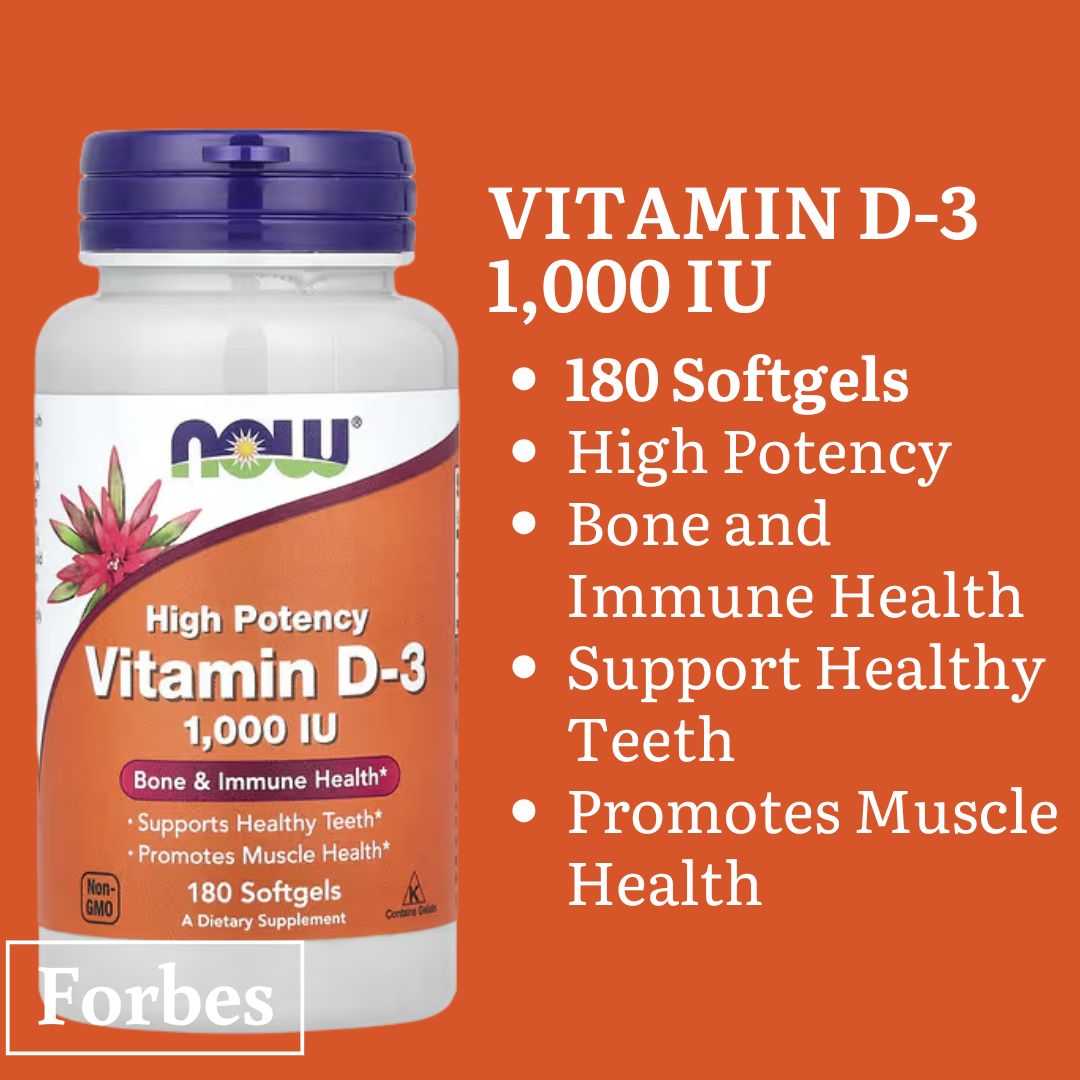 NOW Foods Vitamin D-3 400 1000 2000 5000 10000 50000 IU – Bone & Immune Support Softgels 30s to 240s D3