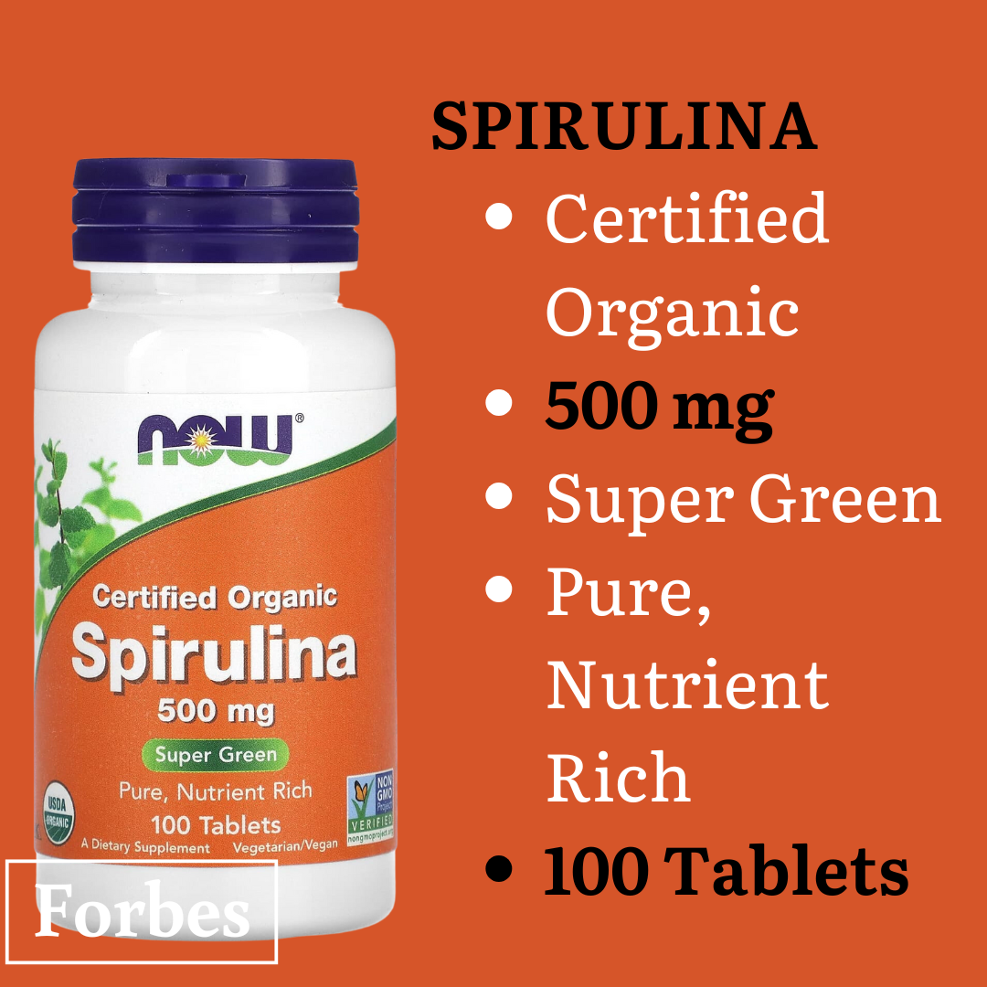 NOW Foods Organic Spirulina 500mg 100/200 Tablets & Organic Spirulina 1000 mg 120/240 Tablets