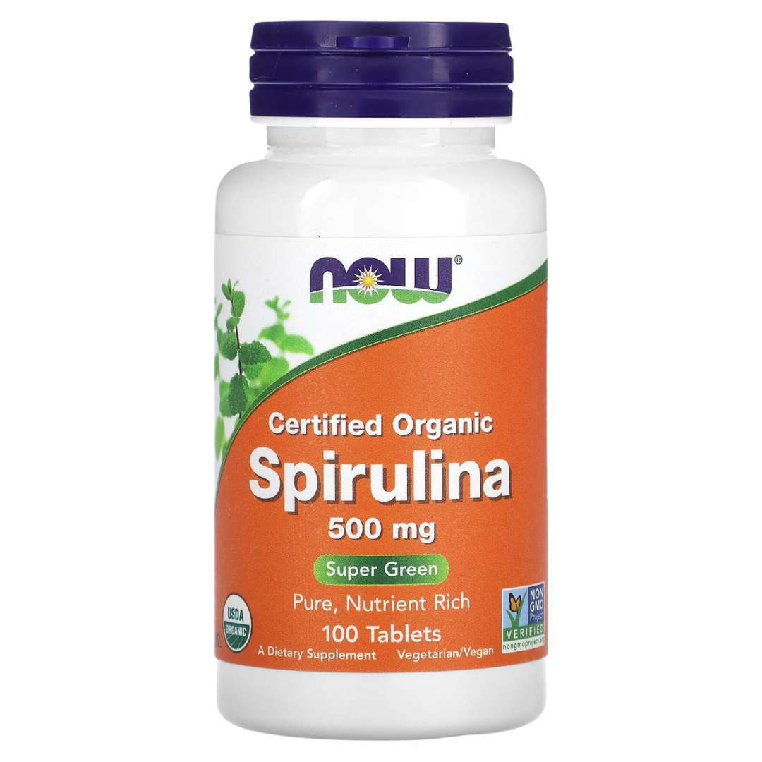 NOW Foods Organic Spirulina 500mg 100/200 Tablets & Organic Spirulina 1000 mg 120/240 Tablets