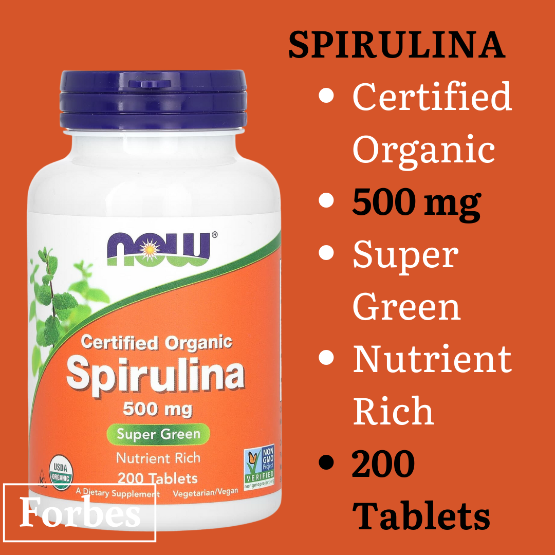 NOW Foods Organic Spirulina 500mg 100/200 Tablets & Organic Spirulina 1000 mg 120/240 Tablets