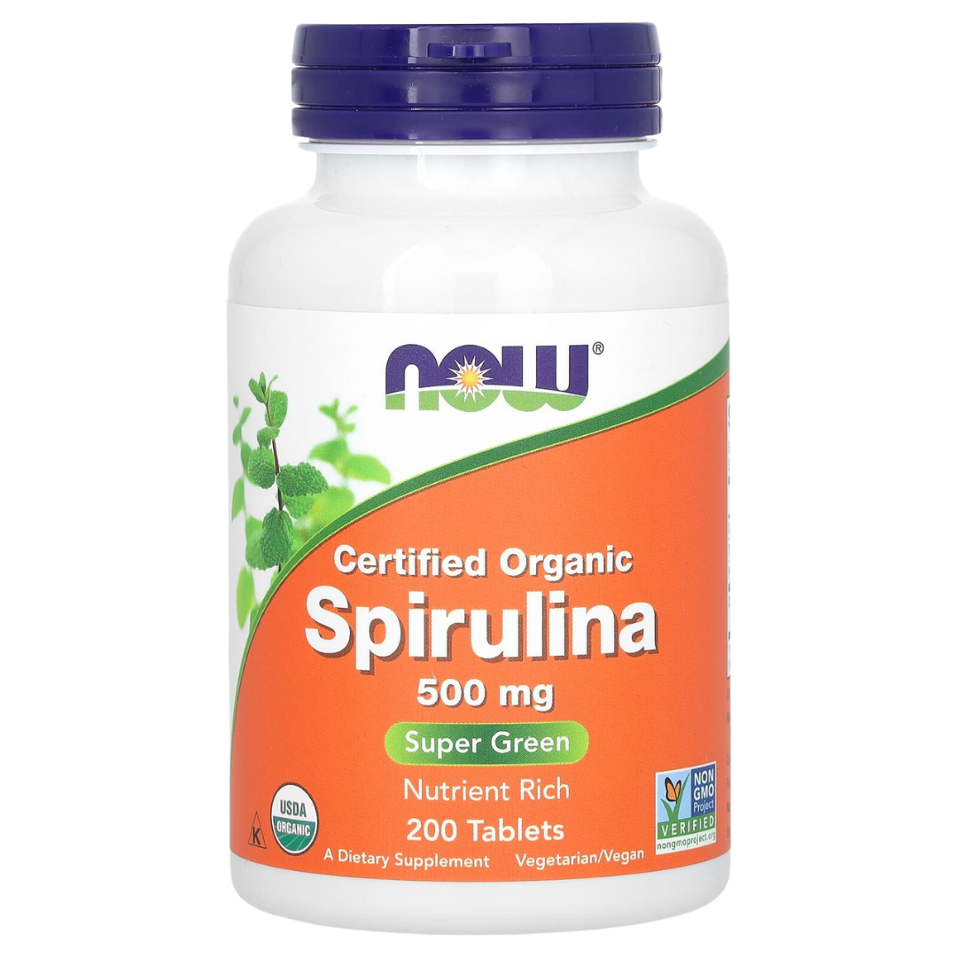 NOW Foods Organic Spirulina 500mg 100/200 Tablets & Organic Spirulina 1000 mg 120/240 Tablets