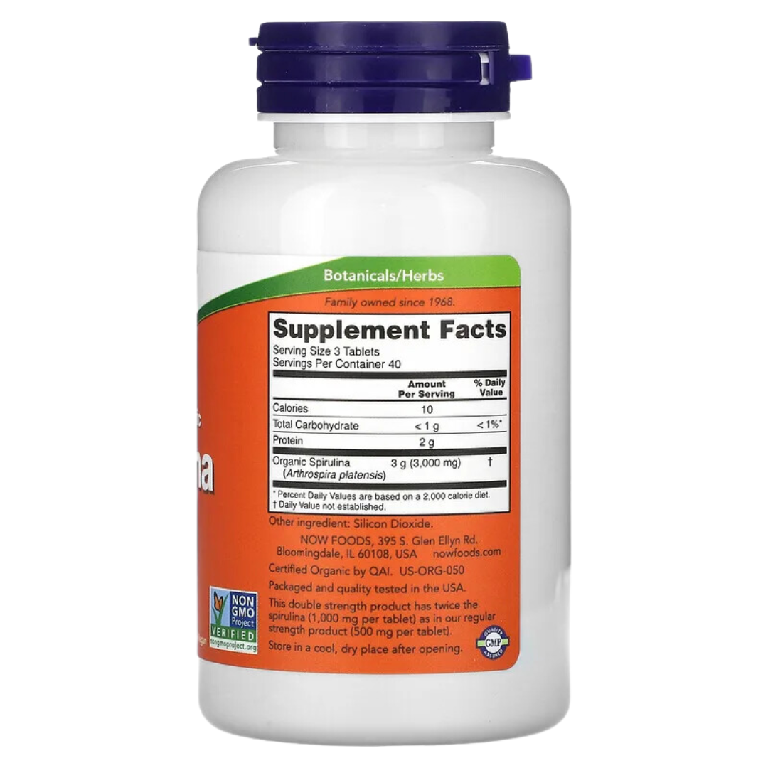 NOW Foods Organic Spirulina 500mg 100/200 Tablets & Organic Spirulina 1000 mg 120/240 Tablets