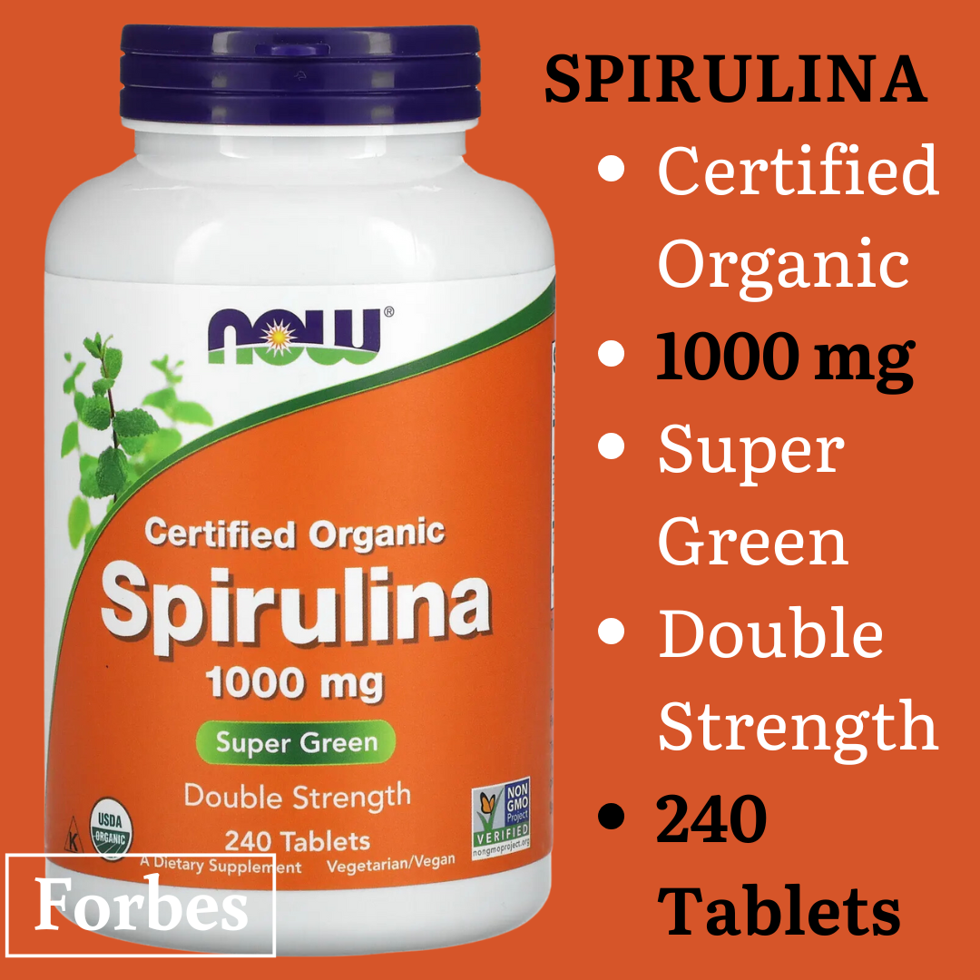 NOW Foods Organic Spirulina 500mg 100/200 Tablets & Organic Spirulina 1000 mg 120/240 Tablets