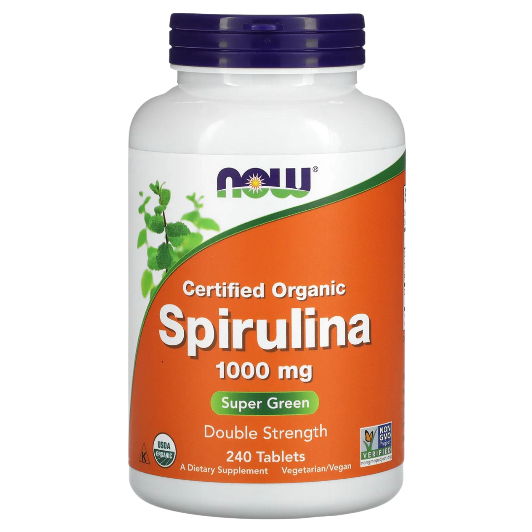 NOW Foods Organic Spirulina 500mg 100/200 Tablets & Organic Spirulina 1000 mg 120/240 Tablets