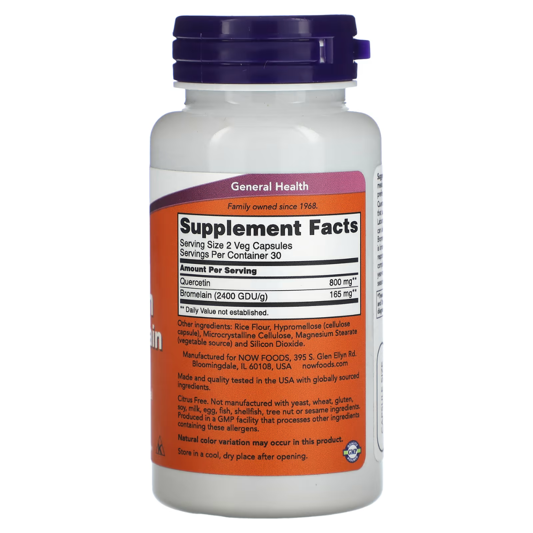 Now Foods Quercetin with Bromelain / Quercetin 60/100/120/240 Veg Capsules