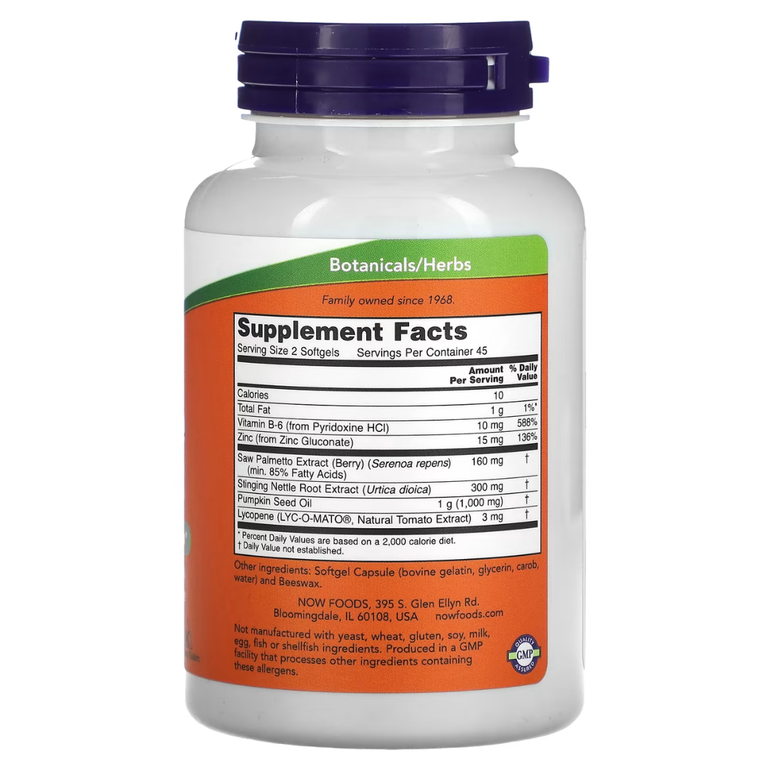 NOW Foods Saw Palmetto & Prostate Health Supplements Softgels & Veg Capsules for Men