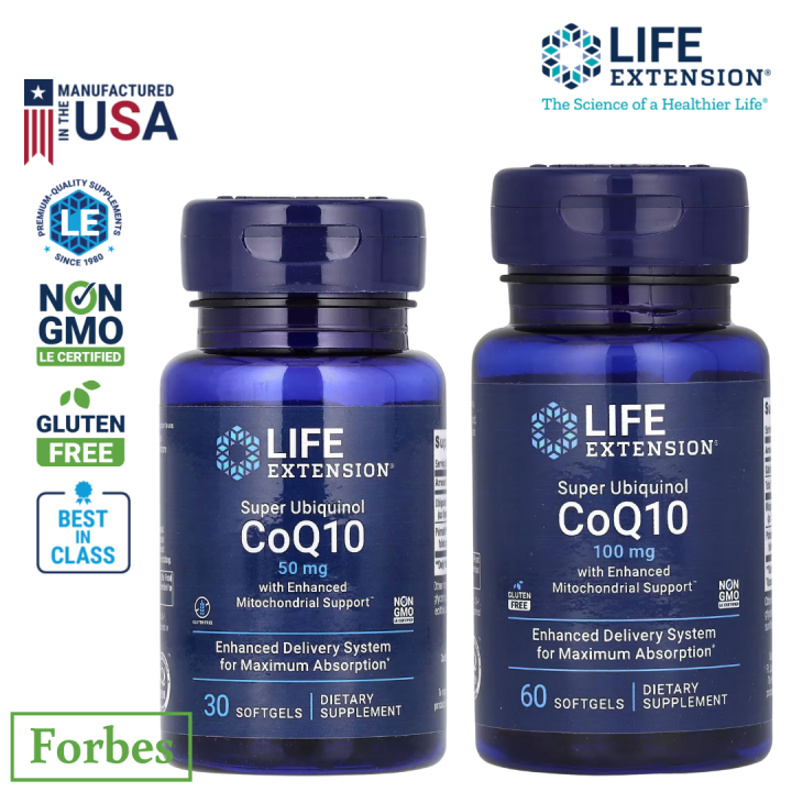 Life Extension Super Ubiquinol CoQ10 with Enhanced Mitochondrial Support 50/100 mg 30/60 Softgels
