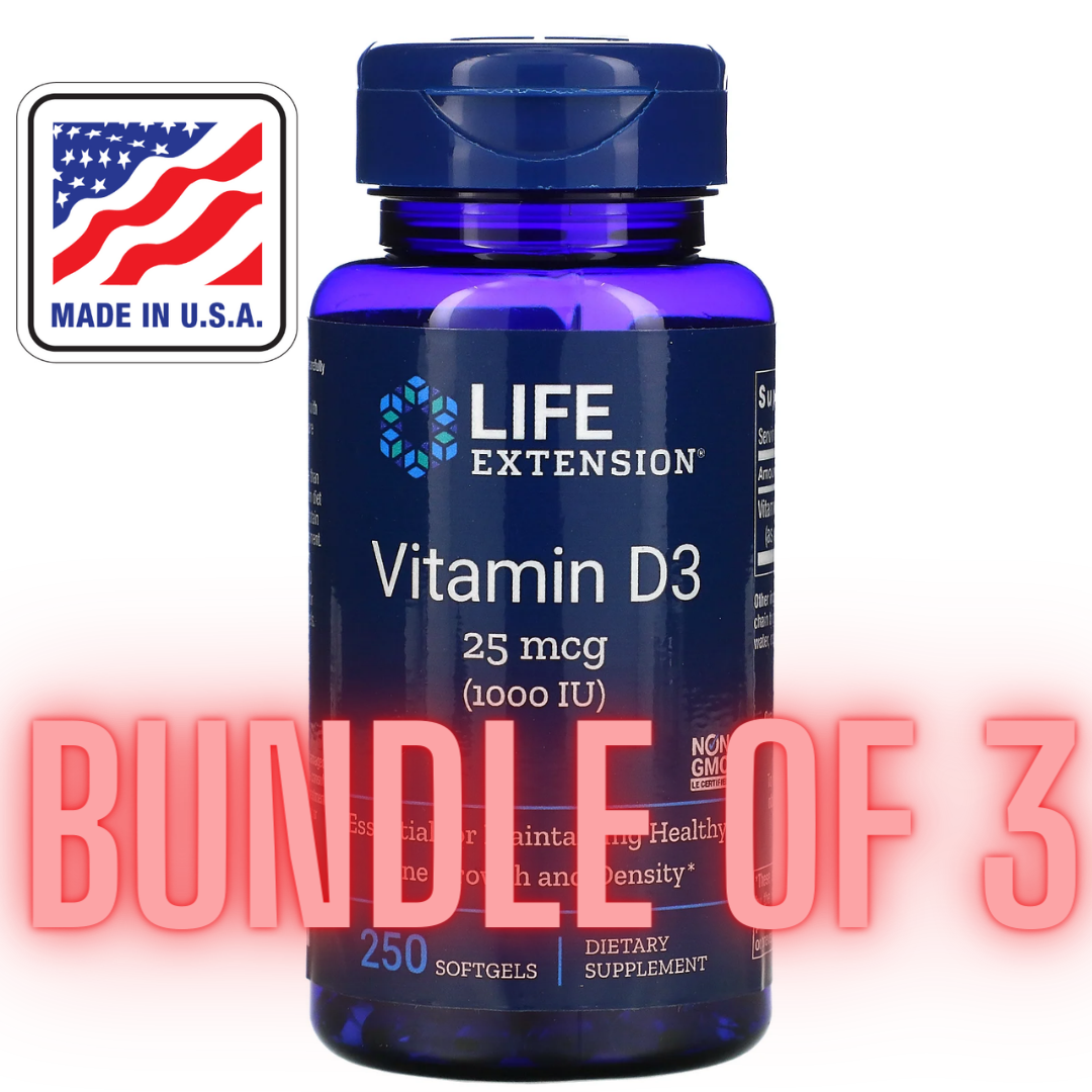 Life Extension Vitamin D3 USA Variant 1000 2000 5000 7000 IU Softgels Liquid Supplement
