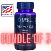 Life Extension Vitamin D3 USA Variant 1000 2000 5000 7000 IU Softgels Liquid Supplement