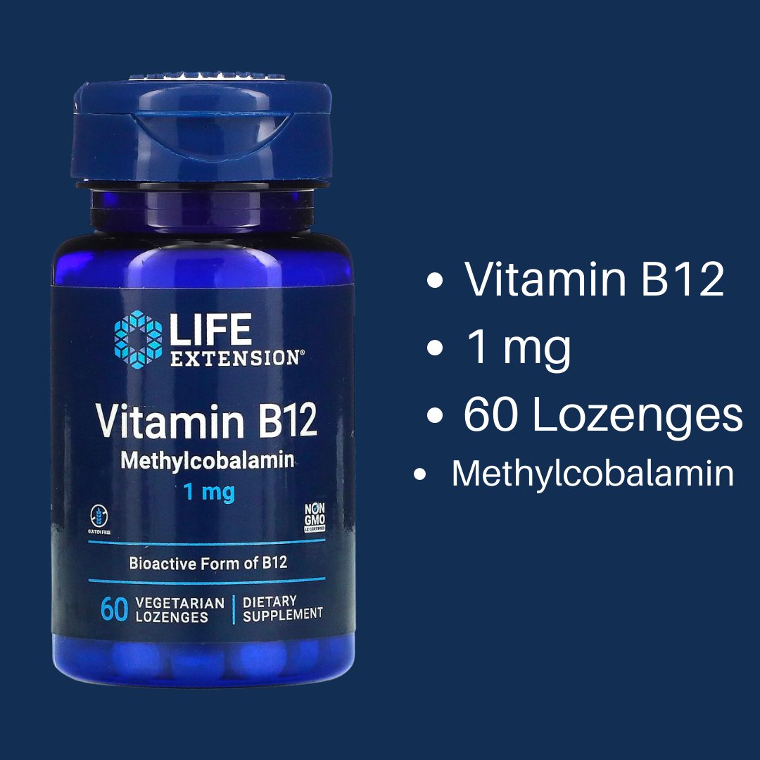 Life Extension BioActive B6 B12 Complete B-Complex B3 Niacin No Flush BioActive Folate & Vitamin B12 60/90 Vegetarian Capsules