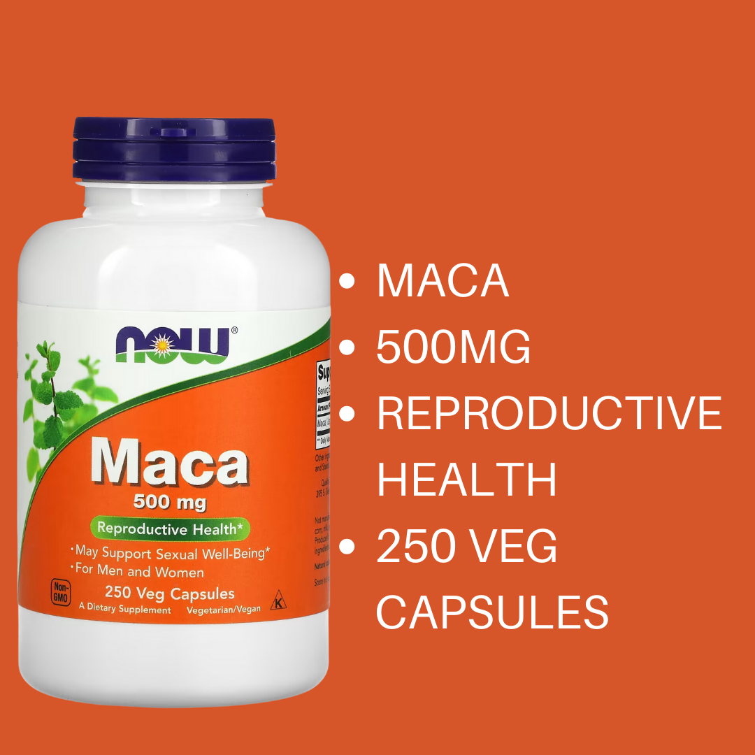 Now Foods Maca 500 mg 250 / 100 Veg Capsules (250 Veg Capsules Exp 10-2026 , 100 Veg Capsules