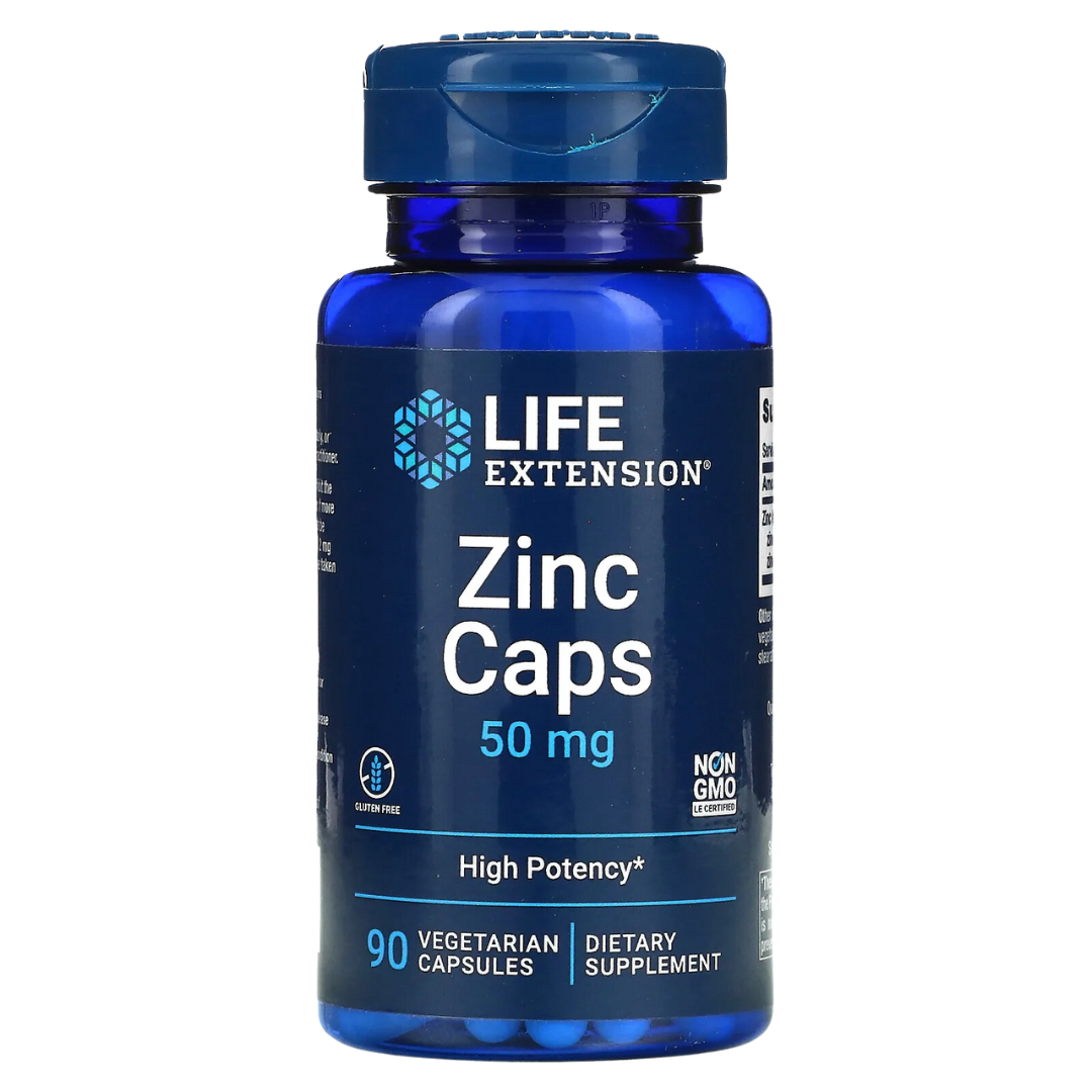 Life Extension Zinc Caps – High Potency 50 mg 90 Veg Capsules for Immune Support & Overall Health