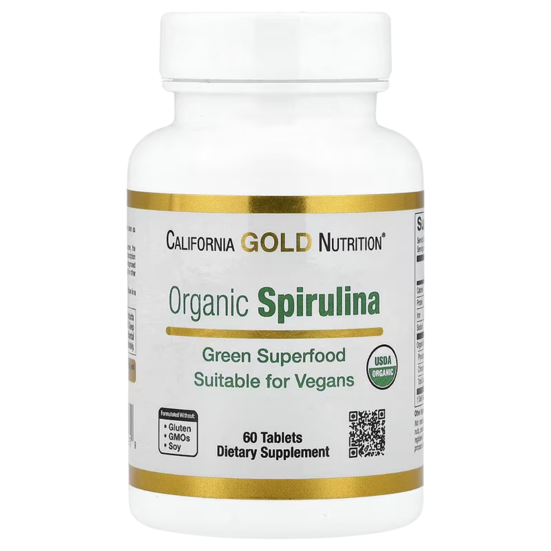 California Gold Nutrition Organic Spirulina with Phycocyanin and Chlorophyll 60 Tablets