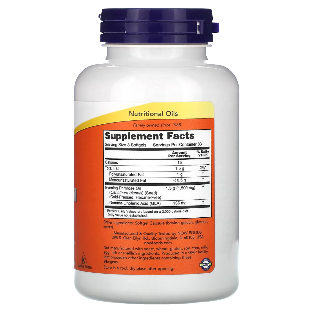 NOW Foods Evening Primrose Oil 500mg & 1300mg | 100–250 Softgels | Women's Health & Skin Support