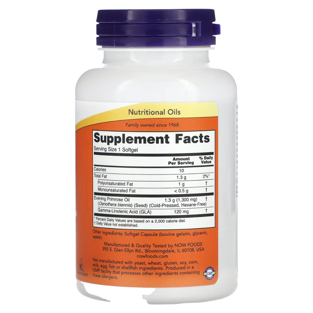 NOW Foods Evening Primrose Oil 500mg & 1300mg | 100–250 Softgels | Women's Health & Skin Support