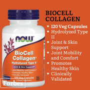 NOW Foods UC-II Joint Health BioCell Collagen Type II 60–120 Caps Mobility Flexibility Support