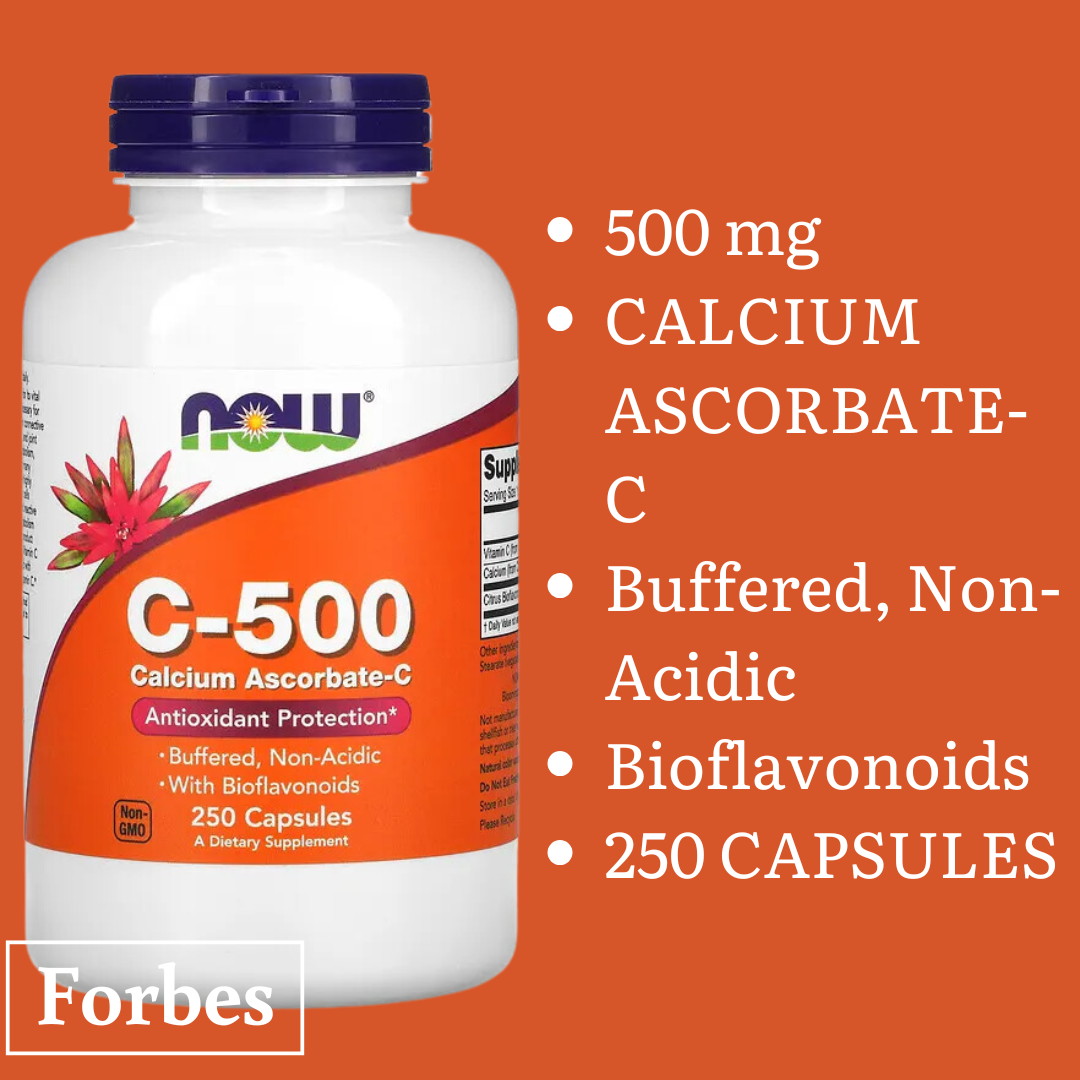 Now Foods C-1000 C-500 Calcium Ascorbate-C Ascorbic Acid Vitamin C Buffered Rose Hips 250 / 100 Tablets 250 Capsules