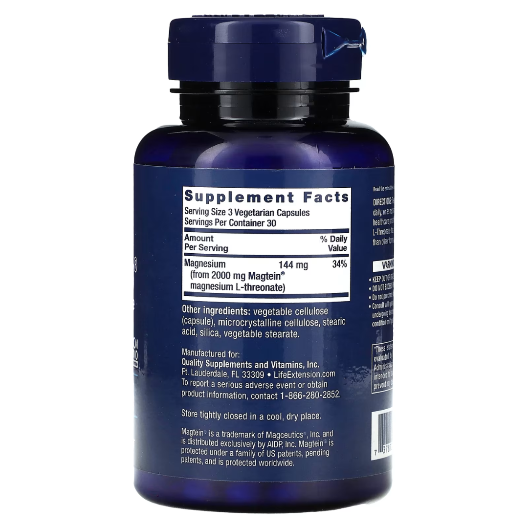 Life Extension Neuro-Mag Magnesium L-Threonate 144 mg 90 Veg Capsules Supports Brain Health & Memory