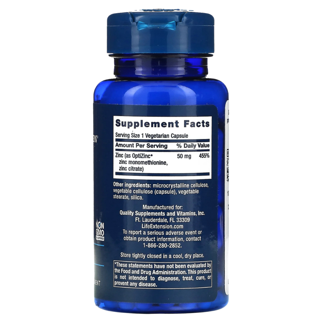 Life Extension Zinc Caps – High Potency 50 mg 90 Veg Capsules for Immune Support & Overall Health