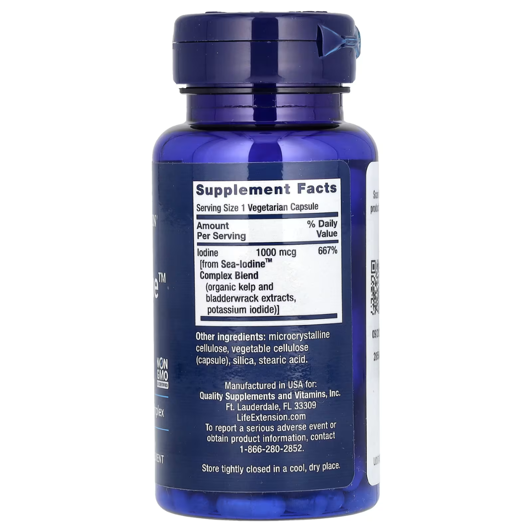 Life Extension Sea-Iodine 1,000 mcg 60 Vegetarian Capsules Supports Thyroid Health & Iodine Levels