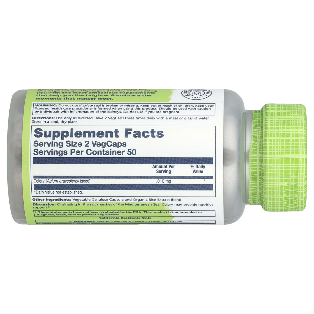 Solaray True Herbs Celery Seed 1010 mg 100 VegCaps Supports Joint Health Urinary Tract & Digestion