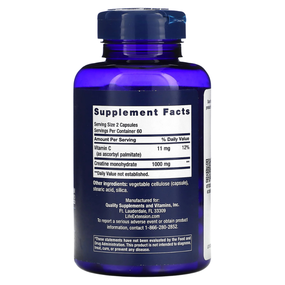 Life Extension Creatine - 120 Capsules for Muscle Support & Energy