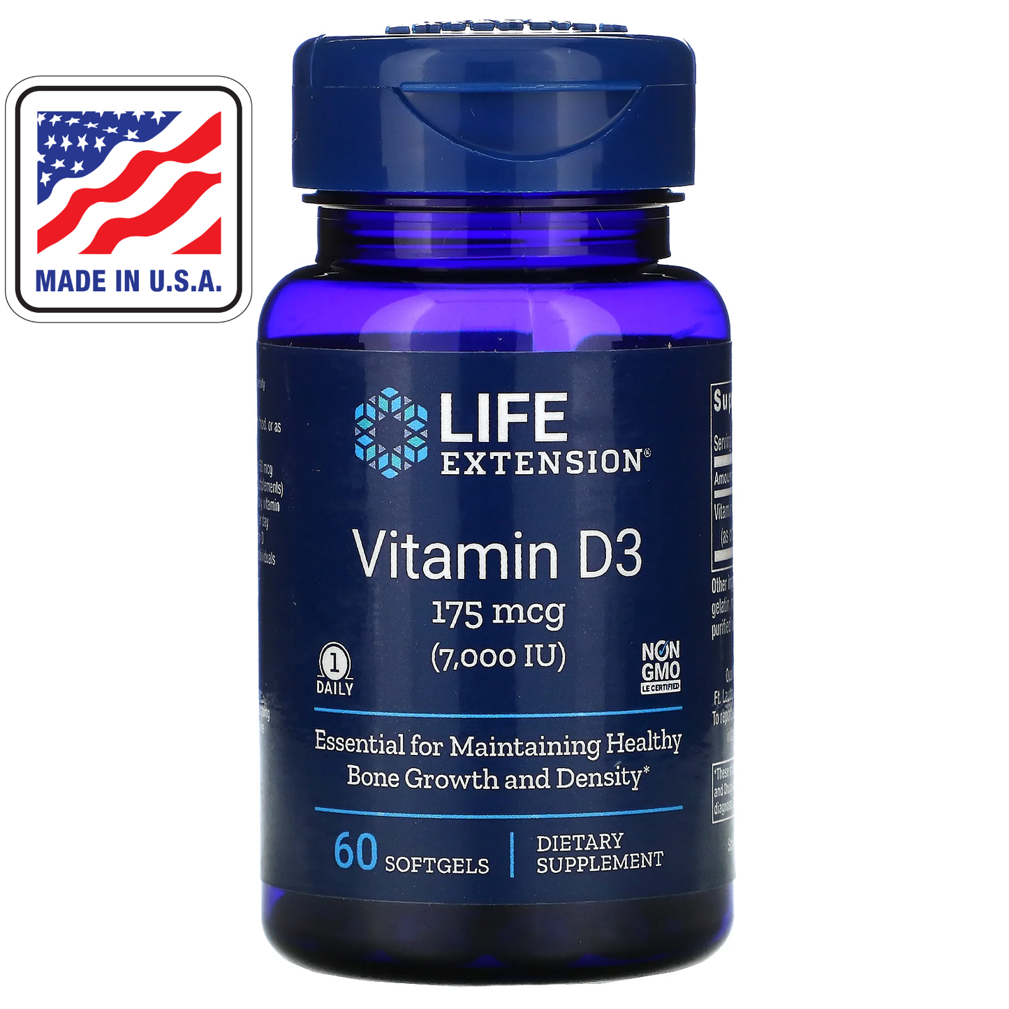 Life Extension Vitamin D3 USA Variant 1000 2000 5000 7000 IU Softgels Liquid Supplement