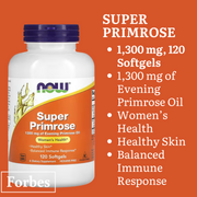 NOW Foods Evening Primrose Oil 500mg & 1300mg | 100–250 Softgels | Women's Health & Skin Support
