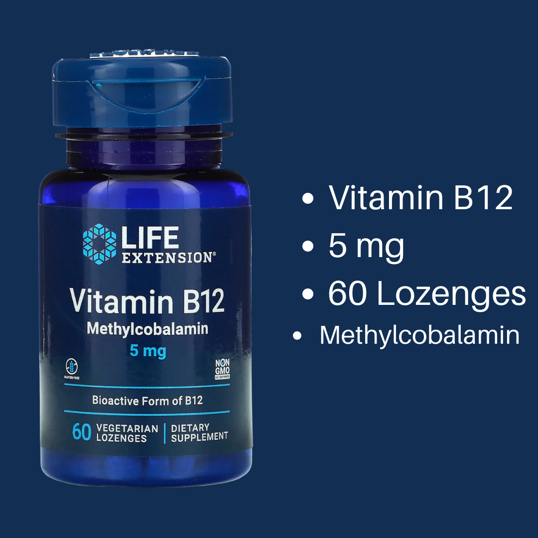 Life Extension BioActive B6 B12 Complete B-Complex B3 Niacin No Flush BioActive Folate & Vitamin B12 60/90 Vegetarian Capsules