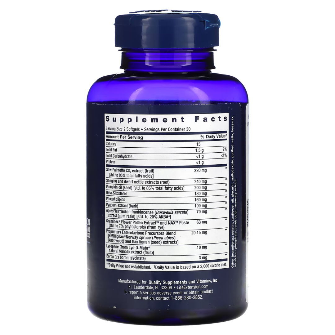 Life Extension Ultra Prostate Formula PalmettoGuard Saw Palmetto and Beta-Sitosterol  30/60 Softgels