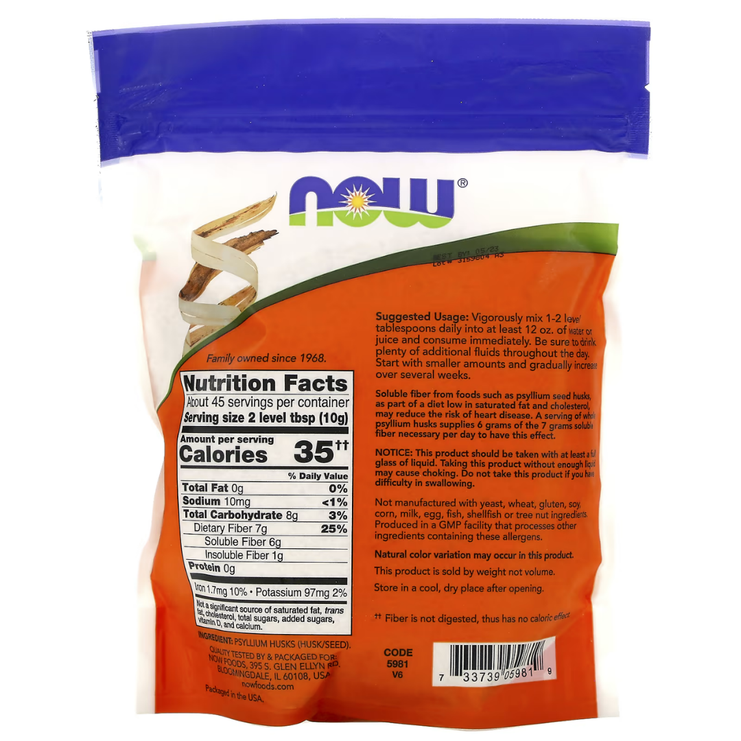 Now Foods Whole Psyllium Husks 16 oz (454 g)