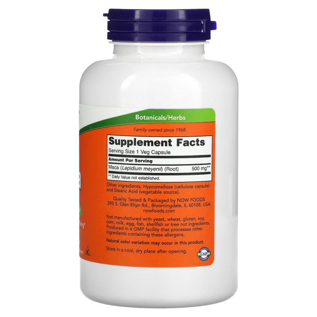 Now Foods Maca 500 mg 250 / 100 Veg Capsules (250 Veg Capsules Exp 10-2026 , 100 Veg Capsules