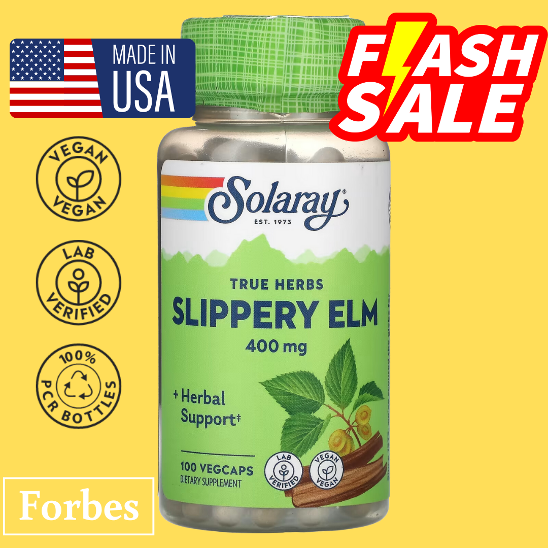 Solaray Slippery Elm 400 mg 100 VegCaps NEW STOCKS Exp 4-2027