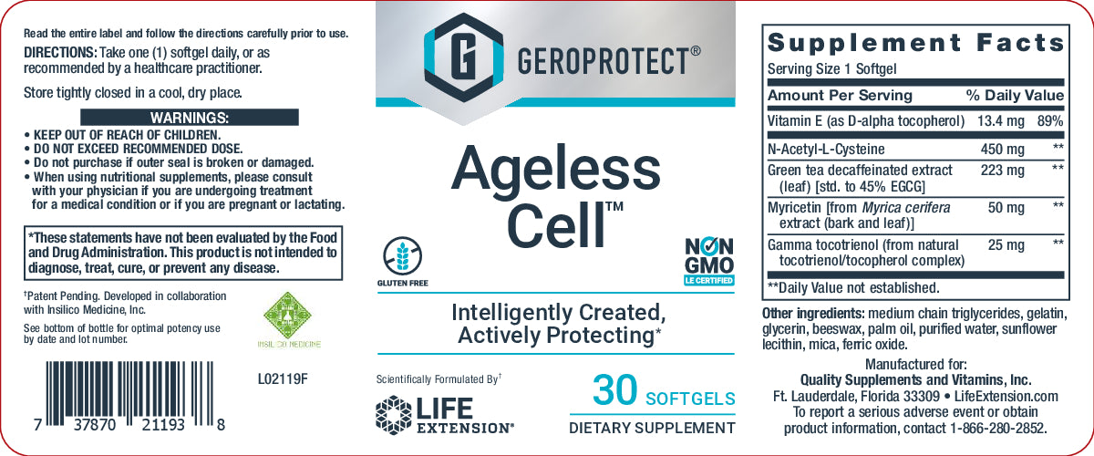 Life Extension GEROPROTECT Ageless Cell 30 Softgels