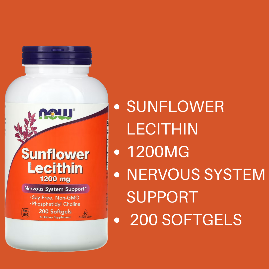 NOW Foods Sunflower Lecithin Pure Powder 1 lb 454 g / 1200 mg 200 Softgels