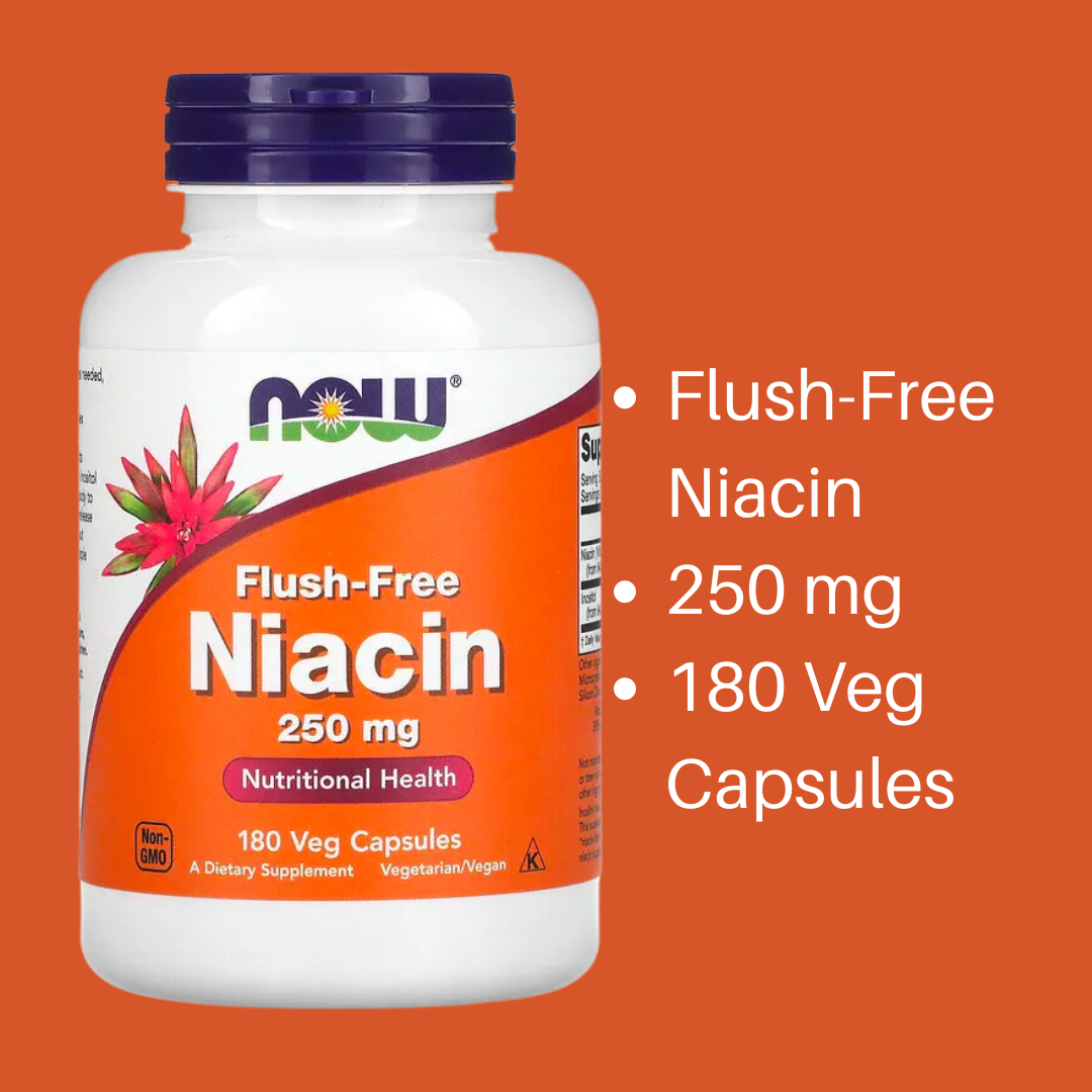 NOW Foods Niacin / Flush-Free / Double Strength 250 500 mg Veg Capsules Vitamin B-3 / B3