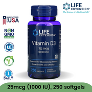 Life Extension Vitamin D3 USA Variant 1000 2000 5000 7000 IU Softgels Liquid Supplement
