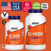 Now Foods C-1000 C-500 Calcium Ascorbate-C Ascorbic Acid Vitamin C Buffered Rose Hips 250 / 100 Tablets 250 Capsules