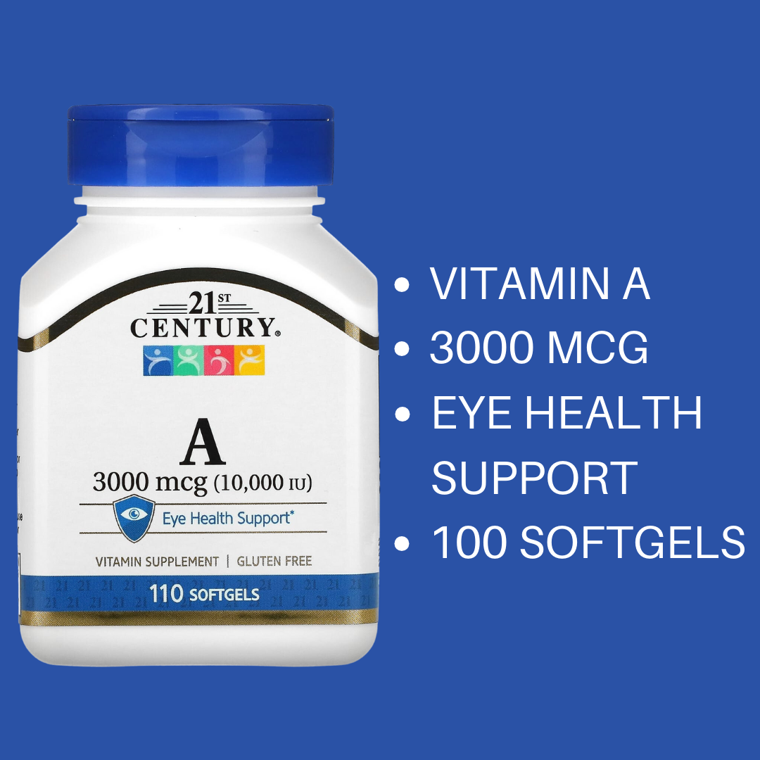 21st Century Vitamin A 3,000 mcg (10,000 IU) 110 Softgels