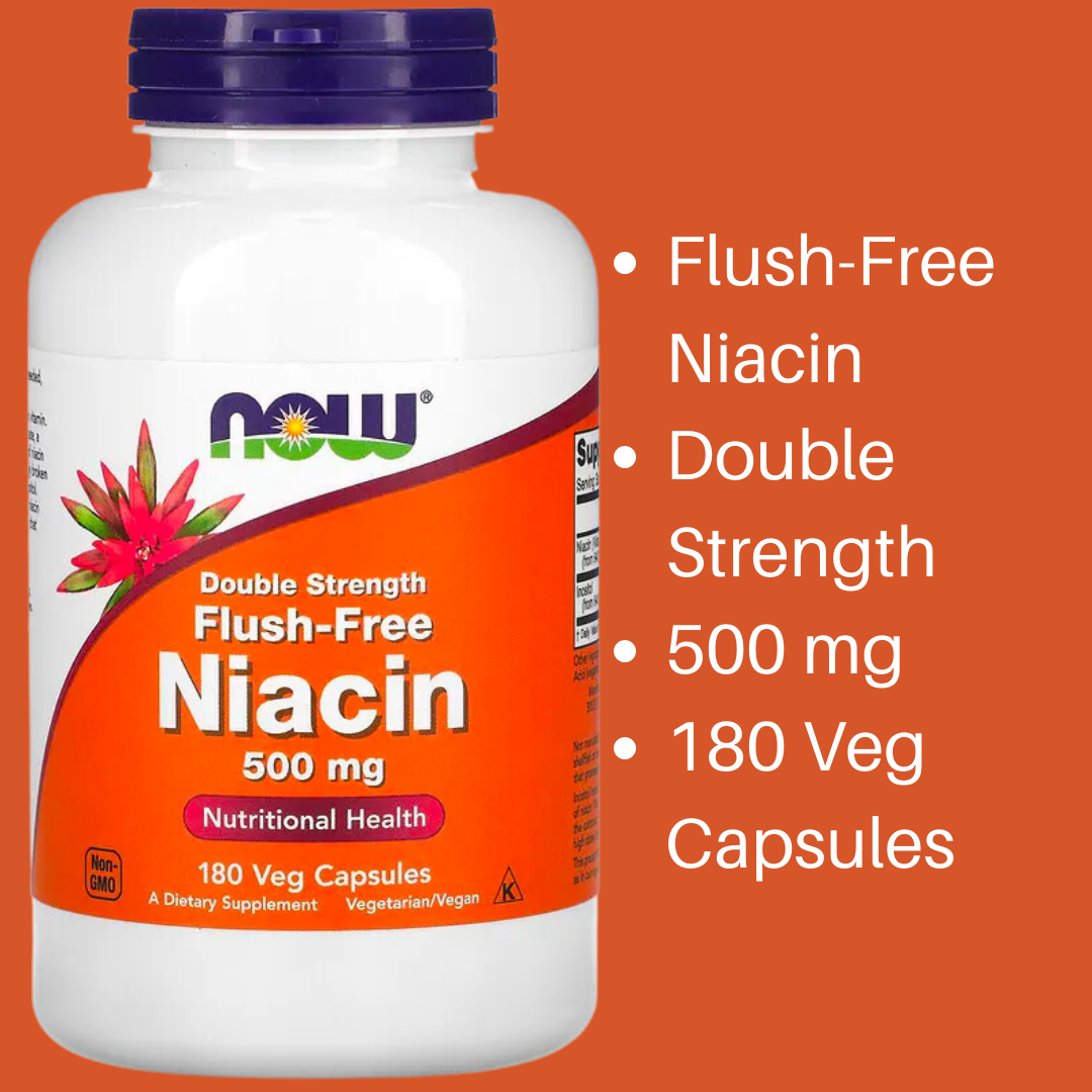 NOW Foods Niacin / Flush-Free / Double Strength 250 500 mg Veg Capsules Vitamin B-3 / B3